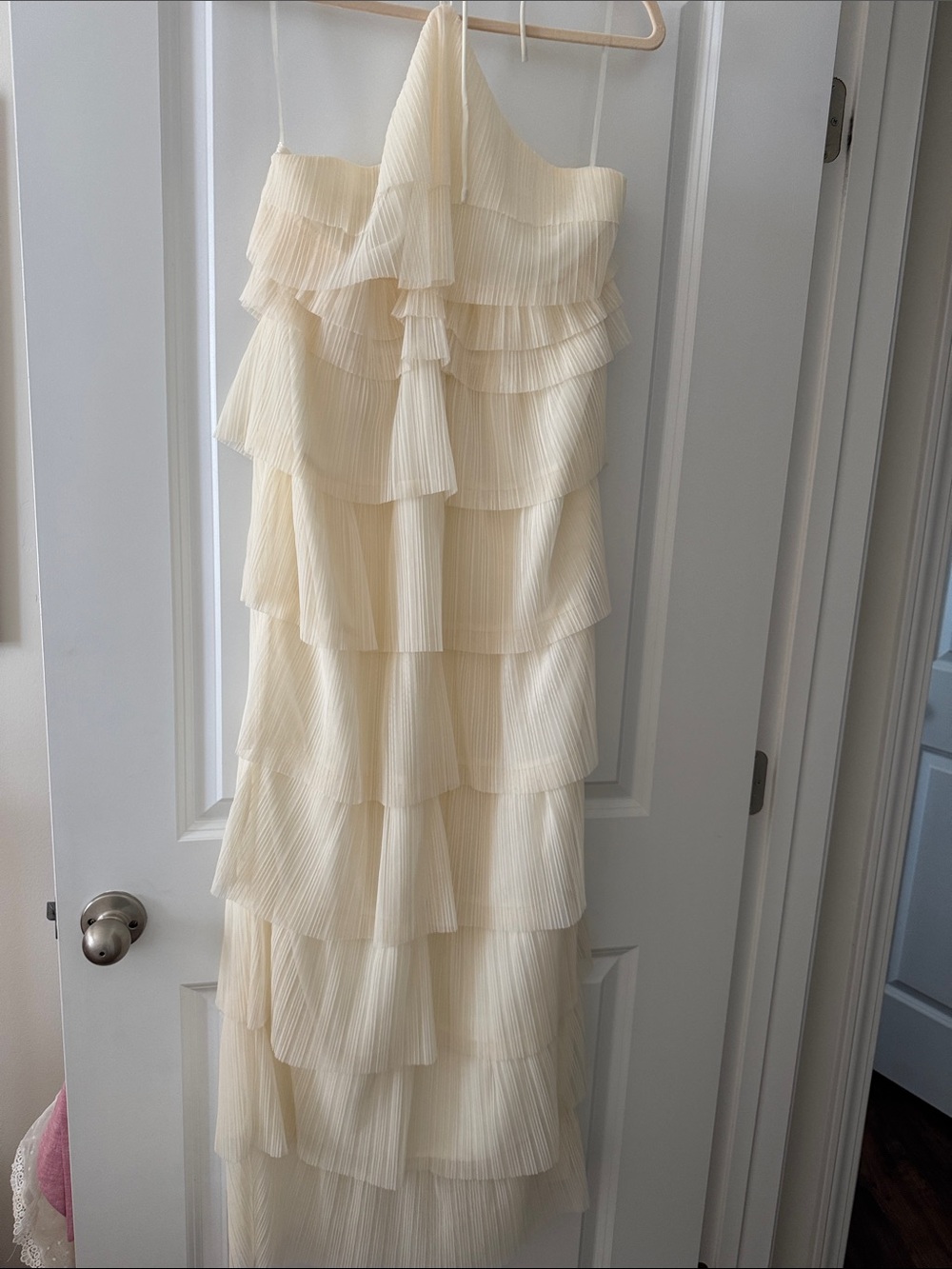 vestique Cream Tiered Ruffle Maxi Dress